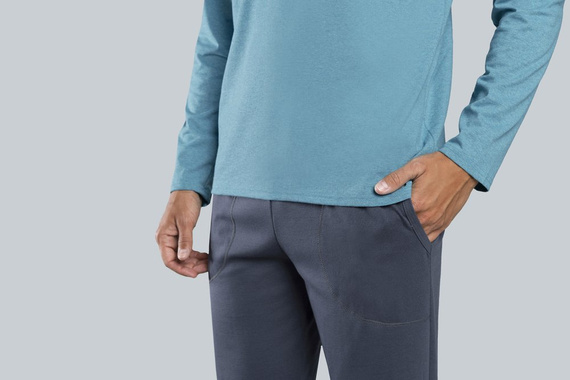 Lion Мъжка пижама с дълъг ръкав, панталон Италианска мода - червено/графит