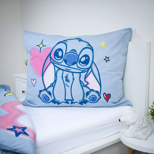 Памучно спално бельо 140x200 Lilo and Stitch синьо 70x90 Jerry Fabrics