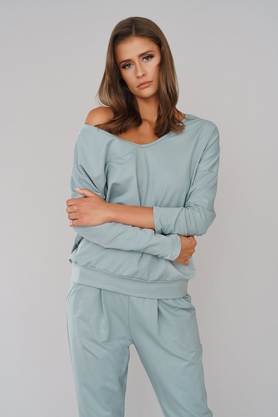 Karina Дамски комплект с дълъг ръкав и панталон Италианска мода - карамел 