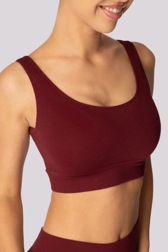 Ribbed top biustonosz sportowy prążek Mona burgund