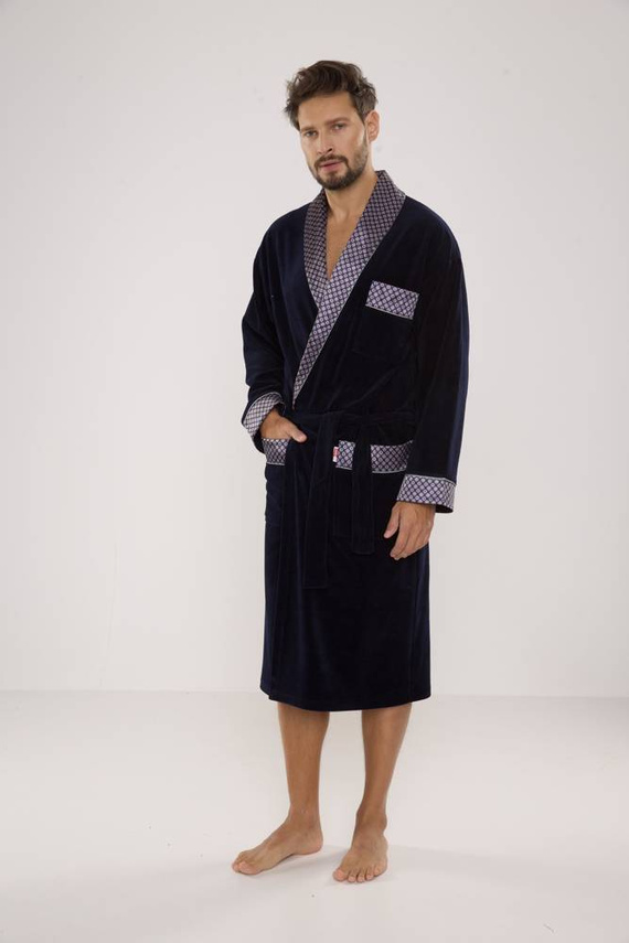 773 Мъжки форекс халат за баня Bonjour - тъмносин