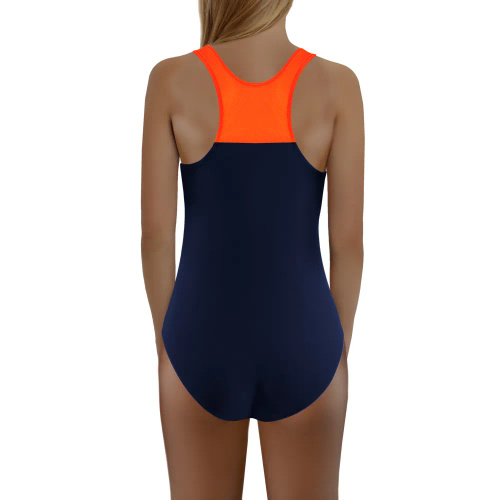 Бански костюм за момиче Sesto Senso, тъмносин и оранжев