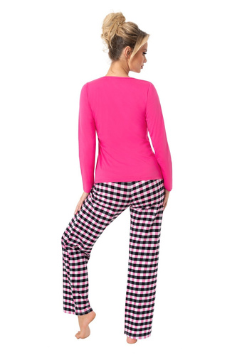 Дамска пижама Donna Sleep Long, цвят фуксия – памук, с дълги ръкави, опакована в найлонов плик