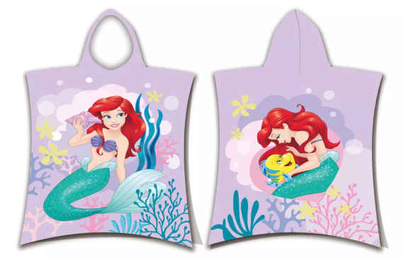 Детско пончо Ariel Mermaid pink Хавлия с качулка Disney Jf24 За басейн, плаж, баня Jerry Fabrics