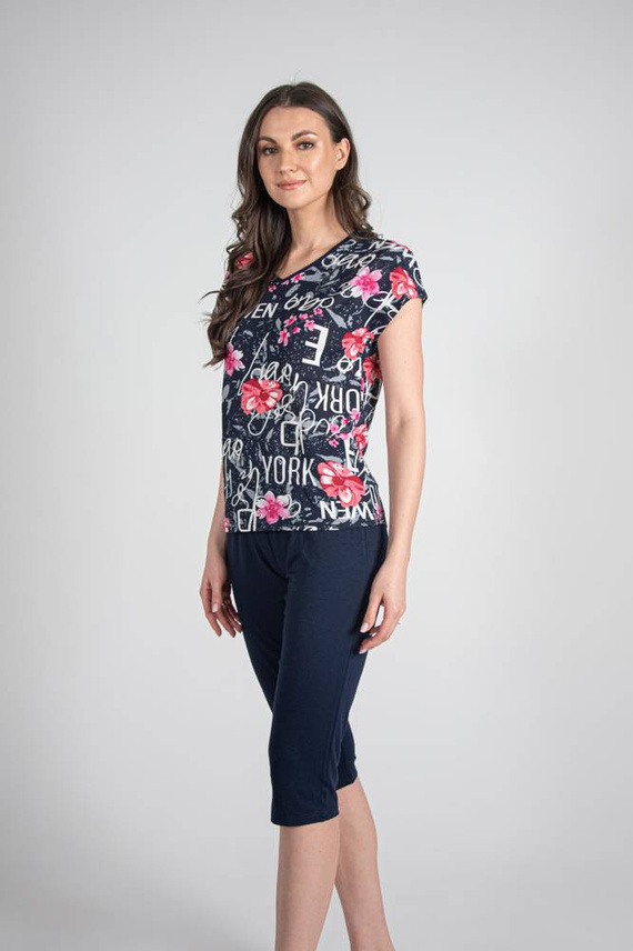 676 Дамска пижама Forex с подметка - тъмно синьо