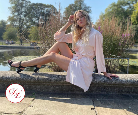 411 Jeanne Forex Къс дамски халат - сьомга