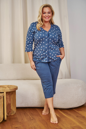 7265 Дамска пижама Doctor Nap Plus Size - наситено синя