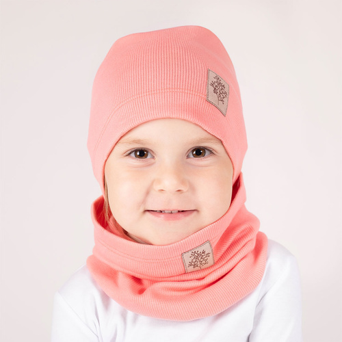 141282 Комплект шапка + шал Никол - корал