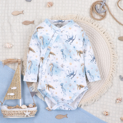 ABN-5441 Синьо боди с плик Sea Of Joy Nini - органичен памук, за бебета