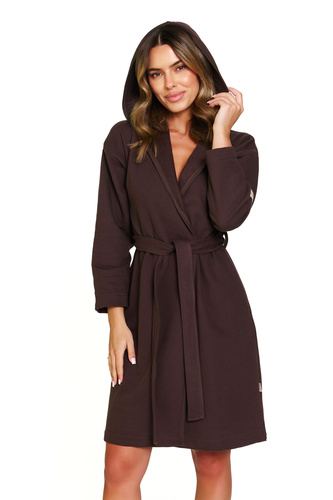 Doctor Nap 7331 – Дамски памучен халат с качулка | 100% памук, полско производство - брауни