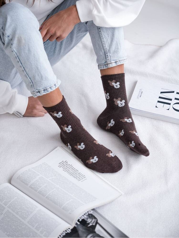 200-142 Teddy Bear Heads Дамски чорапи Милена - Кафяви