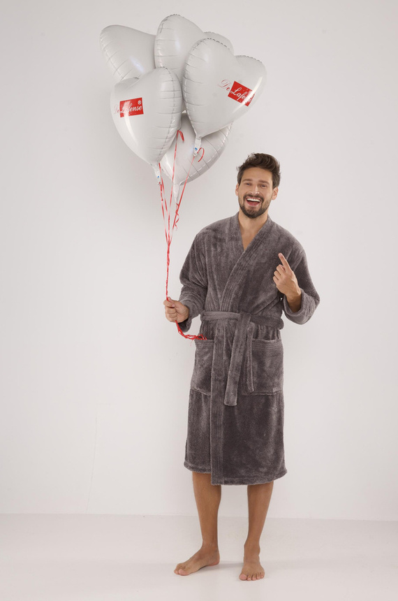 391 Мъжки халат за баня Hugo De lafense - сив