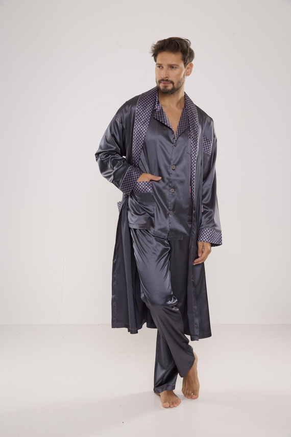 939 Мъжка сатенена сива пижама