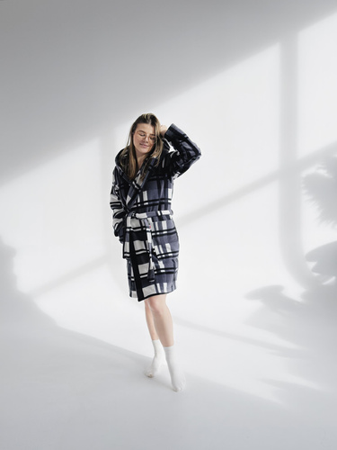 031 De Lafense одеяло за баня - топъл вълнен дамски халат за баня Super Cozy, сив