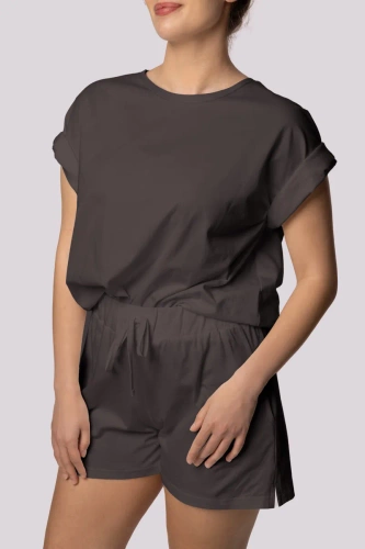 Дамска пижама Bliss Mona с къс ръкав, графит
