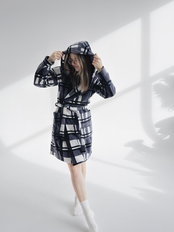 031 De Lafense одеяло за баня - топъл вълнен дамски халат за баня Super Cozy, сив