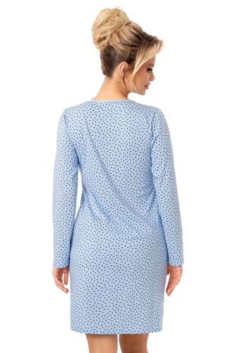 Синя нощница Donna Star – памучна, с дълъг ръкав, опакована в найлонов плик