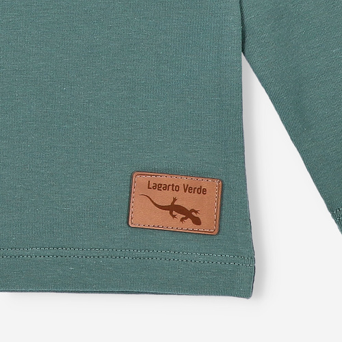 KAR-1020 Блуза с дълъг ръкав Lagarto Verde за момче, зелена - памук с еластан, полско производство