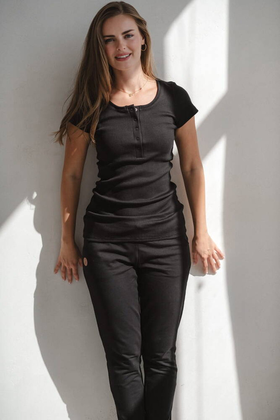 Блуза за бременни и кърмачки Tummy с къс ръкав Milk&Love черна