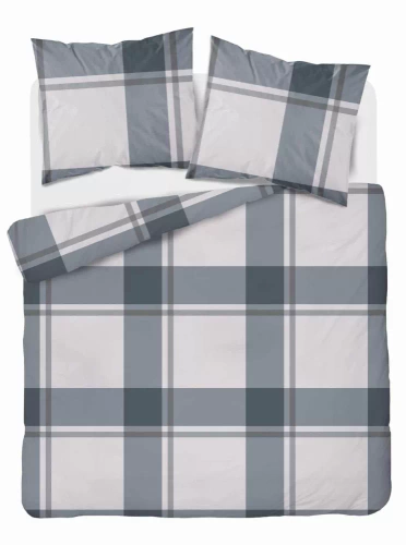 5218 A Detexpol сиво сатенено карирано спално бельо