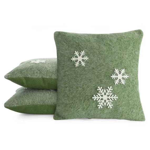 Chp 83 Коледна калъфка за възглавница снежинка, евро перде, зелено
