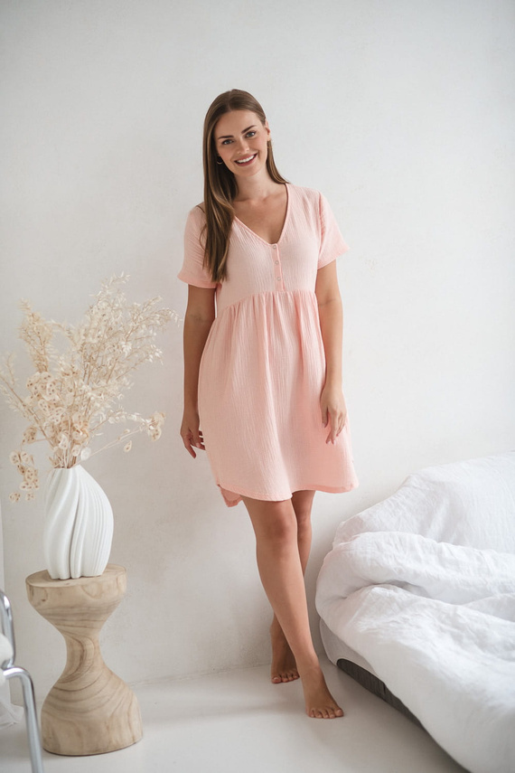 Муселинена нощница за бременни и кърмачки Aurora Milk&Love сьомга