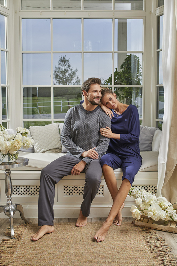 Song Дамска пижама 3/4 ръкав, 3/4 панталон Италианска мода - тъмносиньо