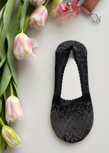 Дамски балерини Magnetis от дантела със силикон – невидими чорапи black