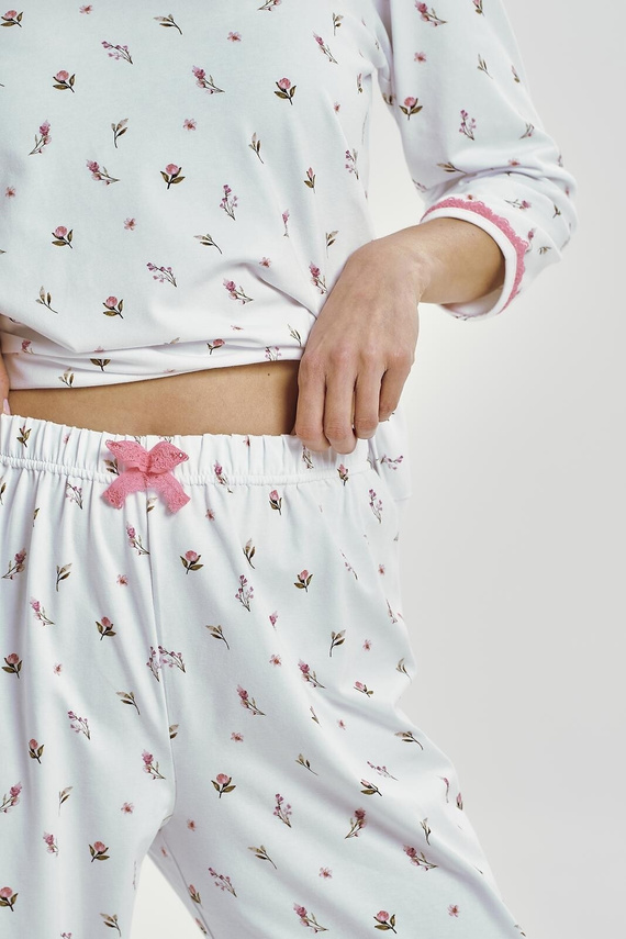 Дамска пижама Elodie 3432 Taro бяла памучна 3/4 ръкав удобна