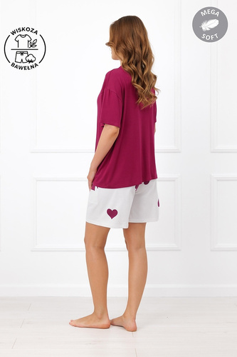 Italian Fashion Kioga Дамска пижама от вискоза Mega Soft, шорти със сърца