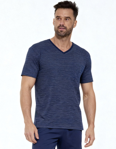 Мъжка пижама Various 330/50 Cornette – Бавовнена пижама с футболка на райе и едноцветни шорти