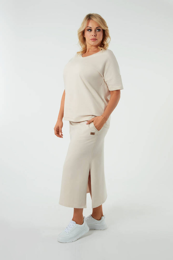 Дамска макси пола Stella Италианска мода - бежова 