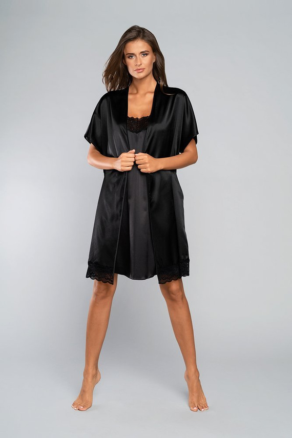 Touch Халат за баня с къс ръкав Италианска мода - черен