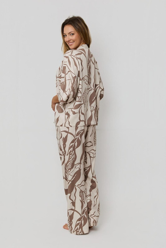 Дамска пижама Luna PX63 Mefemi by Nipplex – 100% вискоза, флорален принт, копчета, дълги панталони с джобове | Премиум комфорт