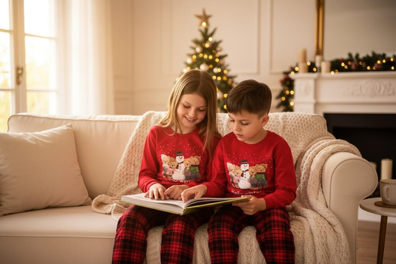 594/185 592/185 Зимна пижама Cornette за момичета - Коледа, Червена, Памучна