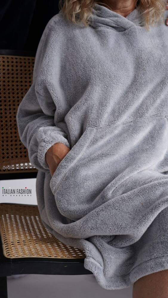 Forio Блуза с качулка унисекс Италианска мода - сива 