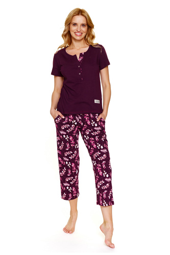 Doctor Nap 7267 – Дамска памучна пижама голям размер | Полско производство, 100% памук - бордо