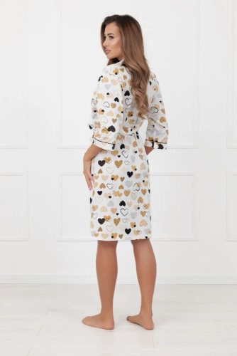 Дамски халат Soreno Italian Fashion – памук, ръкав 3/4, колан