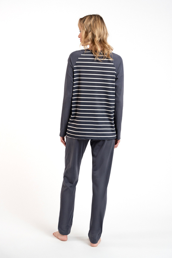 Oda Дамска пижама с дълъг ръкав и дълъг панталон Италианска мода - графит/графит