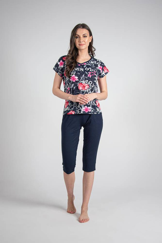 676 Дамска пижама Forex с подметка - тъмно синьо