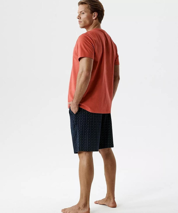 Мъжка лятна пижама Atlantic NMP-400 червена 100% памук – комфорт