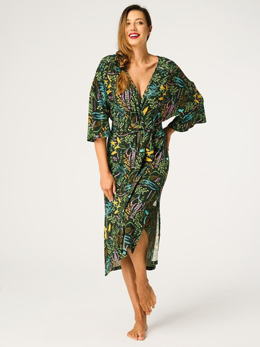 Key LGL 574 Зелен – Дамски халат от вискоза 95% с принт