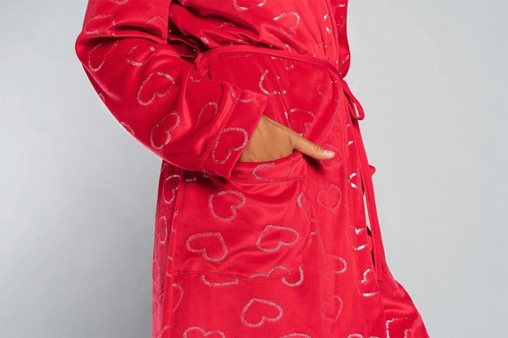 Elixir Дамски халат за баня с джобове Италианска мода - червен/принт 