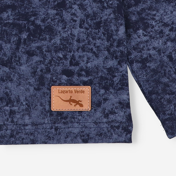 KAR-1021 Блуза с дълъг ръкав Lagarto Verde за момче, тъмносиня - памук с еластан, полско производство