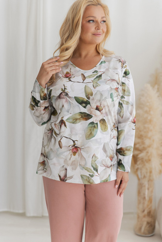 Дамска пижама Taro 3652 Denisa 100% памук, дълги панталони, V-образно деколте