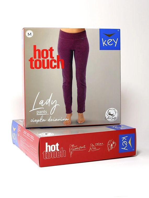 KEY Hot Touch LHE 729 5 бежови топли дамски панталони 95% памук прави крачоли