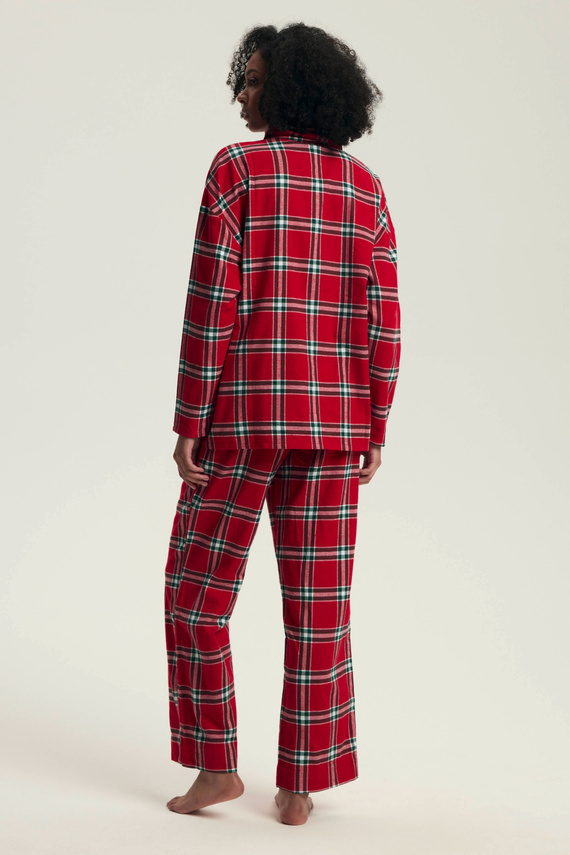 43718 Дамски коледен пижамен комплект Dotie Henderson, червен - дълъг ръкав и панталон