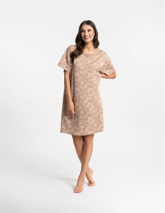 Дамска нощница Moraj PDK2800-006 бежова – памук oversize принт