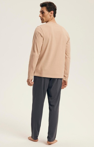 43474 Мъжки комплект пижама Luro Henderson Core – памук, горнище с щампа, дълги панталони