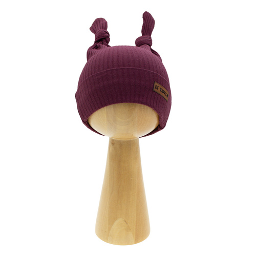 217054 Памучна шапка Алиса Никол – бордо с възли